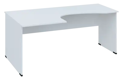 CEL 17 - 187 stůl kancelářský, rohový, levý, dřevěná podnož, deska 18 mm, široký 1800 mm, bílá